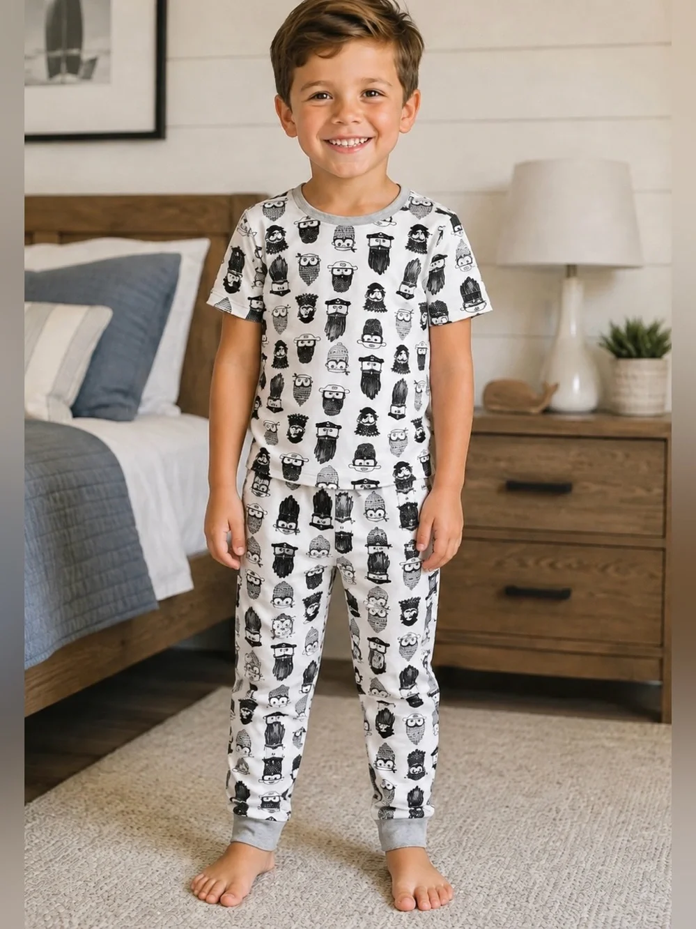 Carter’s Black & White Pirate Faces Pajamas 8